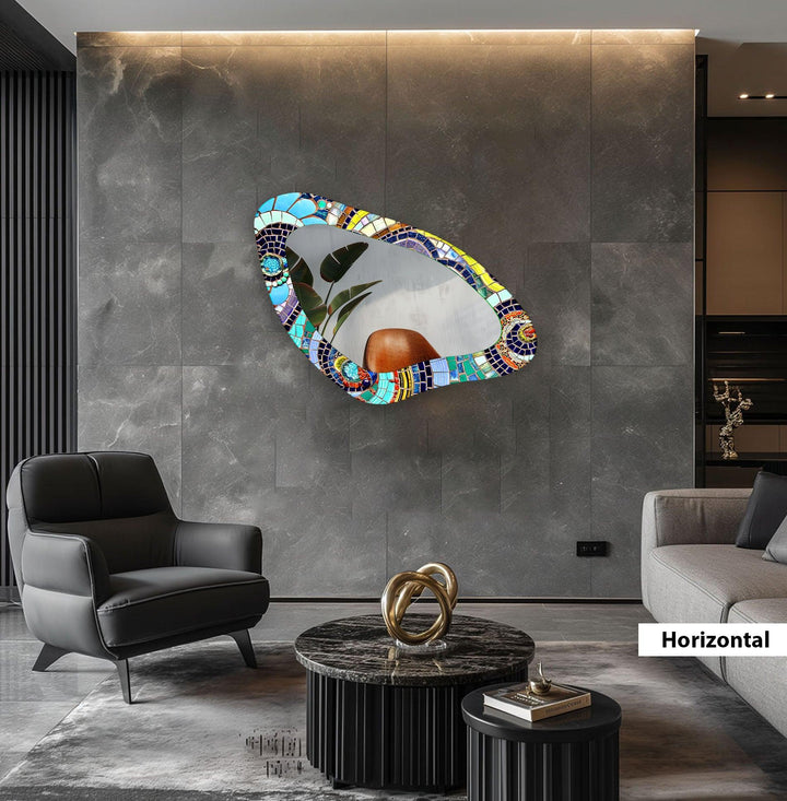 Colorful Irregular Glass Wall Mirror