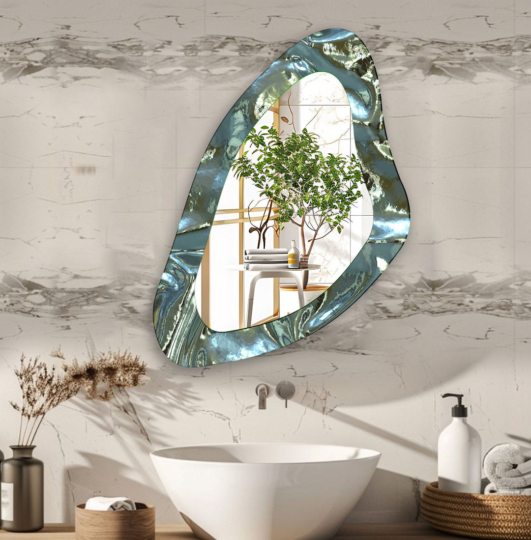 Green Large Decorative Glass Wall Mirror