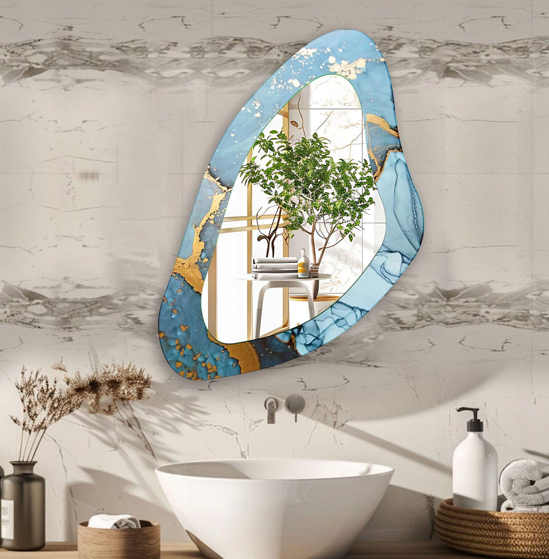 Blue Large Decorative Glass Wall Mirror