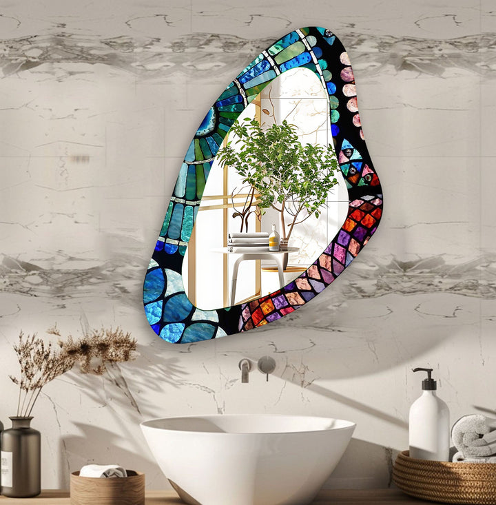 Mosaic Accent Large Aesthetic Wall Mirror