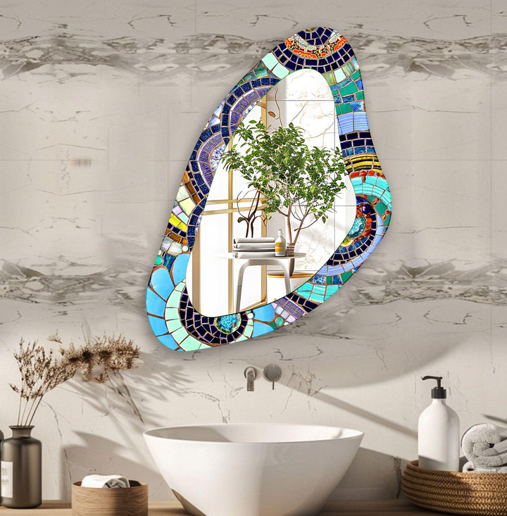 Colorful Irregular Glass Wall Mirror