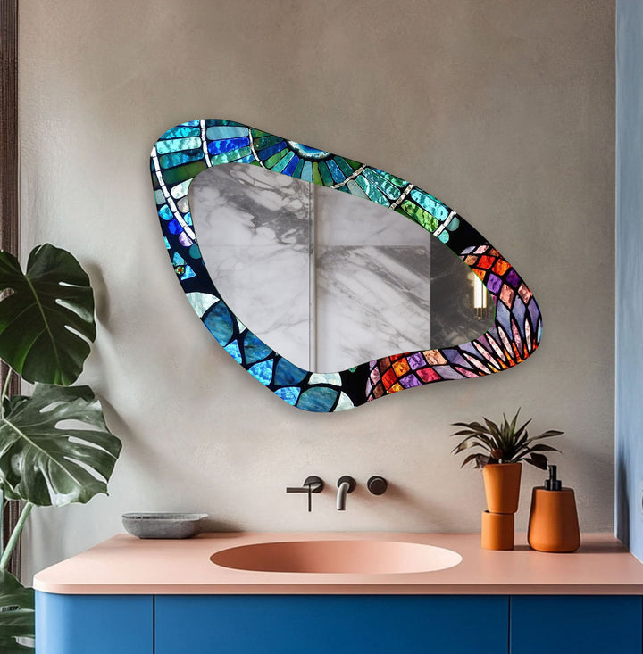 Mosaic Accent Large Aesthetic Wall Mirror