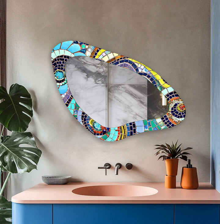 Colorful Irregular Glass Wall Mirror