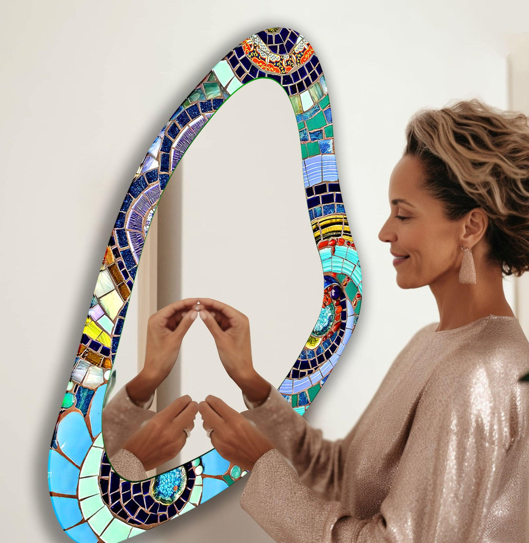 Colorful Irregular Glass Wall Mirror