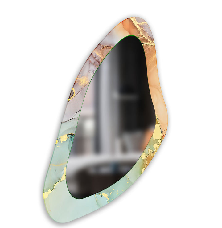 Light Green Abstract Irregular Wall Mirror