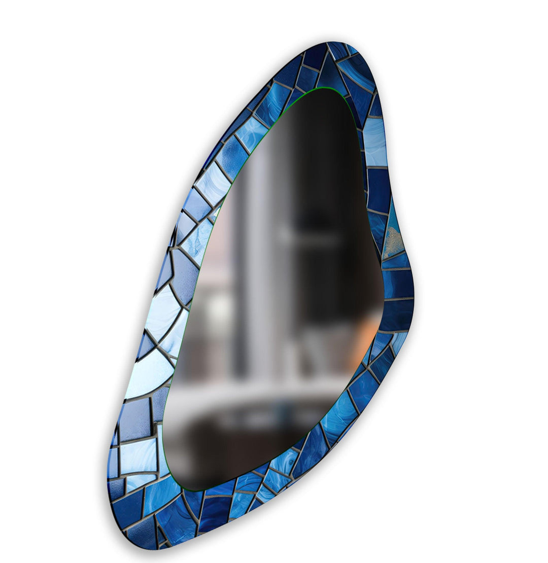 Blue Mosaic Accent Aesthetic Wall Mirror