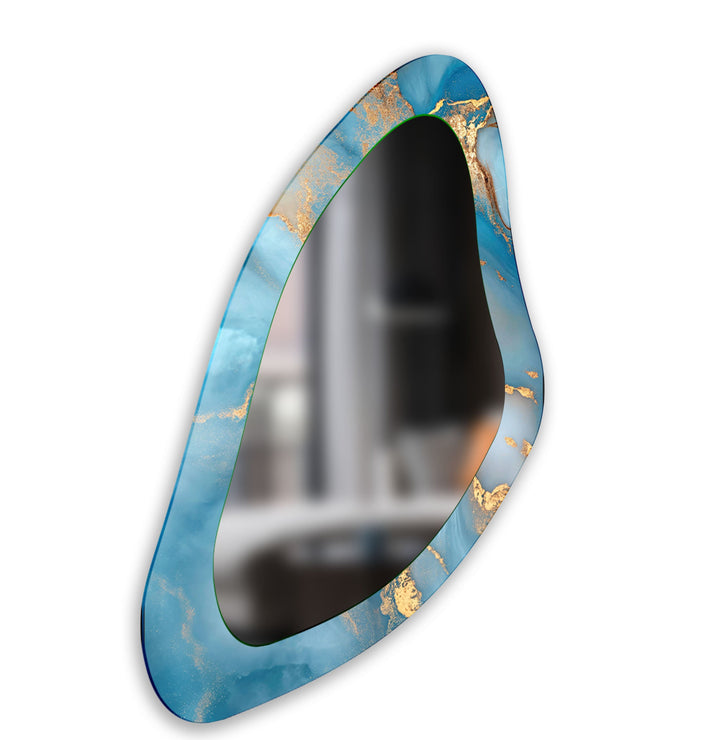 Blue Watercolor Irregular Large Wall Mirror