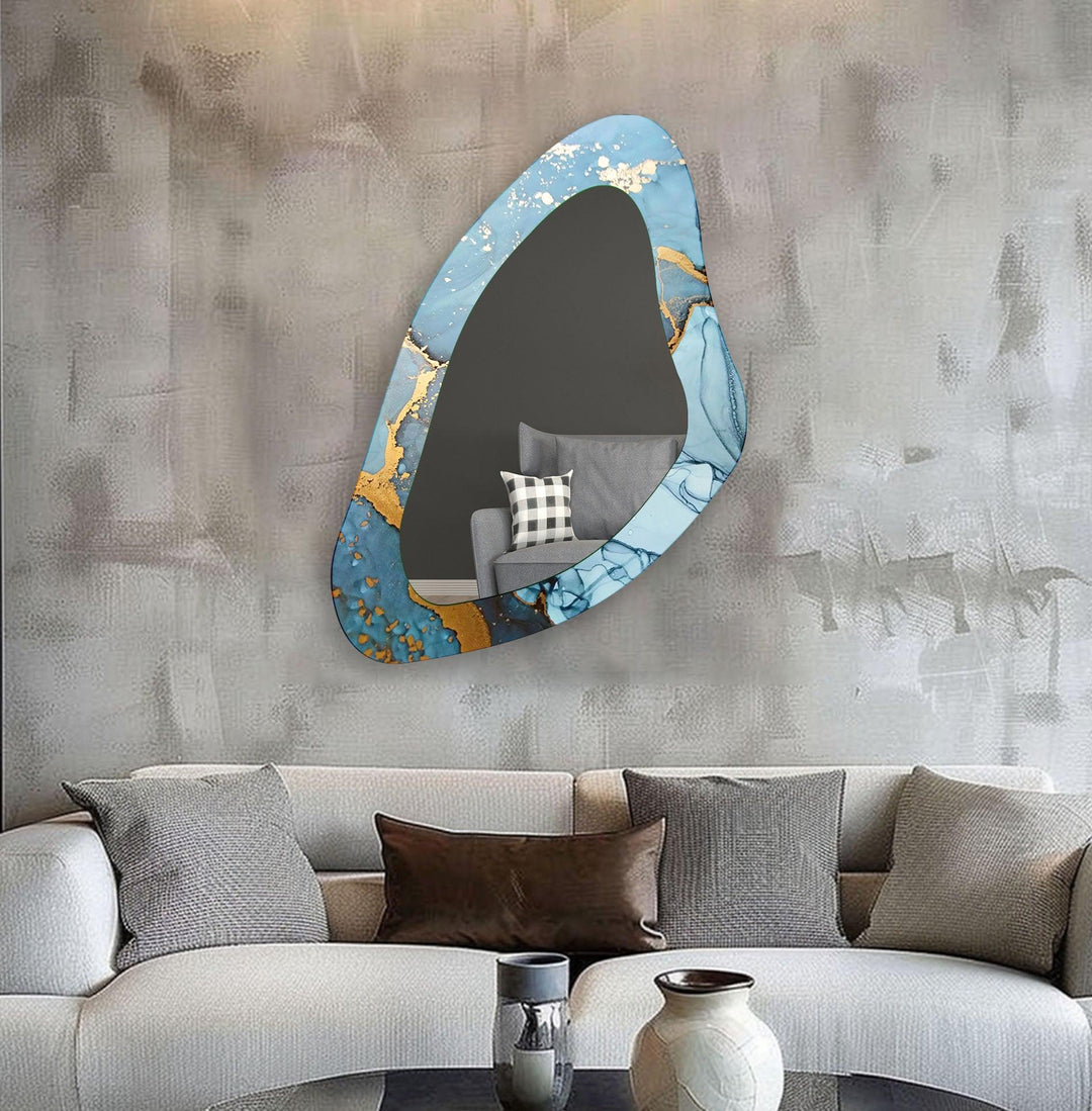 Blue Large Decorative Glass Wall Mirror