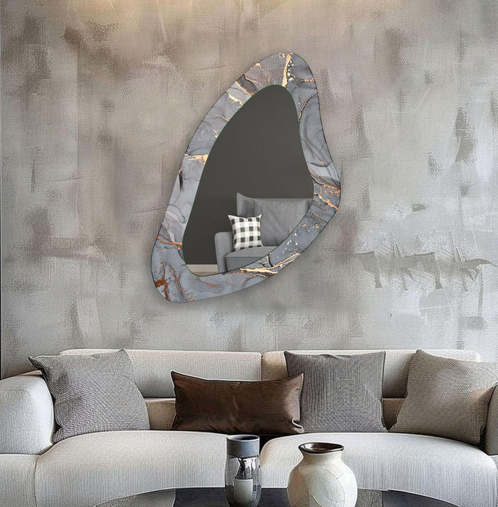 Grey Abstract Large Glass Wall Mirror