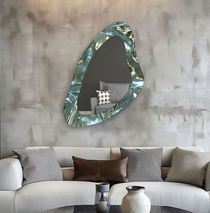 Green Large Decorative Glass Wall Mirror