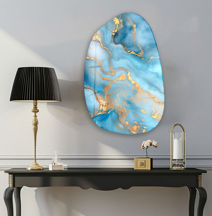 Gold Marble Asymmetrical Glass Wall Art, glass image printing, glass prints from photos
