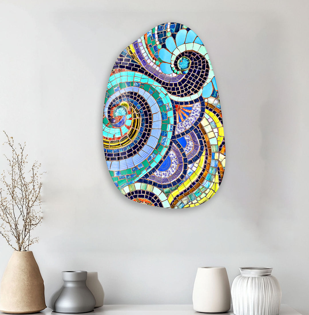 Passiflora Mosaics Asymmetrical Glass Wall Art, stained glass wall art, stained glass wall decor
