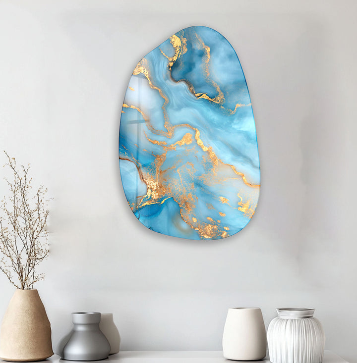 Gold Marble Asymmetrical Glass Wall Art, print picture on glass, Tempered Glass Wall Art

