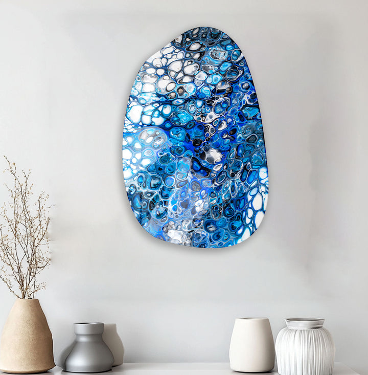 Blue Creative Abstract Aesthetic Glass Wall Art, art glass wall art, glass wall art pictures
