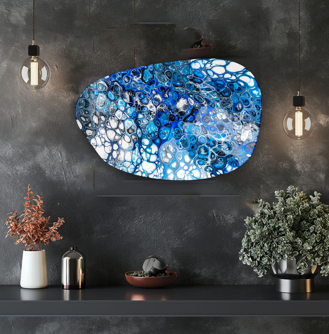 Blue Creative Abstract Aesthetic Glass Wall Art, stained glass wall art, stained glass wall decor
