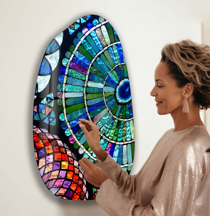 Siobhan Allen Mosaics Irregular Glass Wall Art, picture on glass wall art, photos printed on glass
