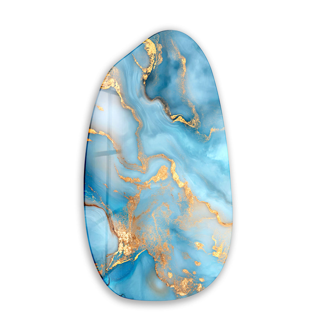 Gold Marble Asymmetrical Glass Wall Art, glass pictures for Wall, glass prints wall art
