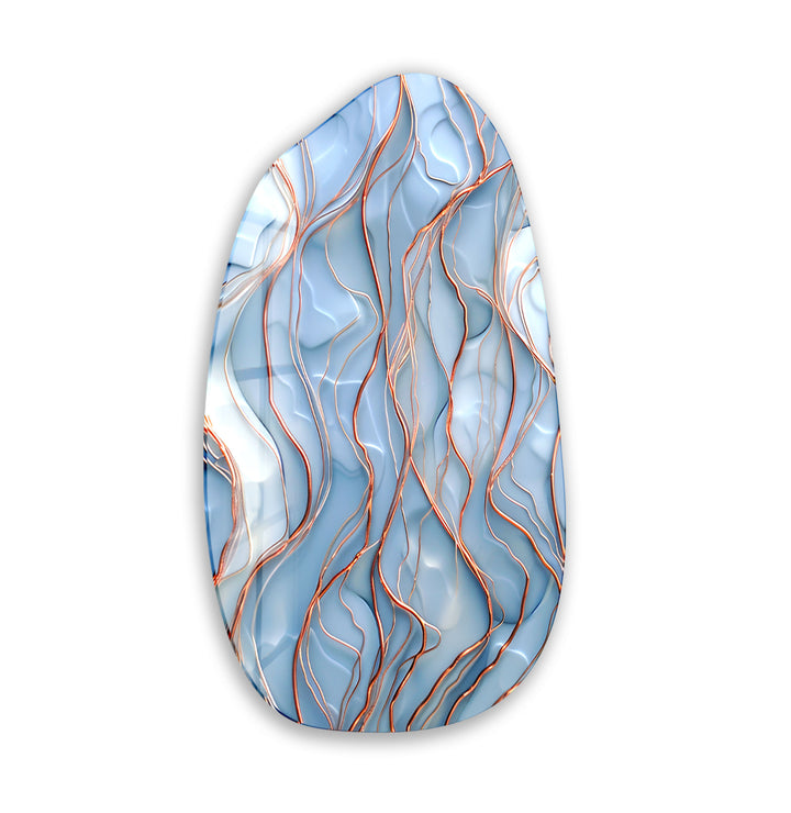 Abstract Blue Wawes Irregular Glass Wall Art, glass image printing, glass prints from photos
