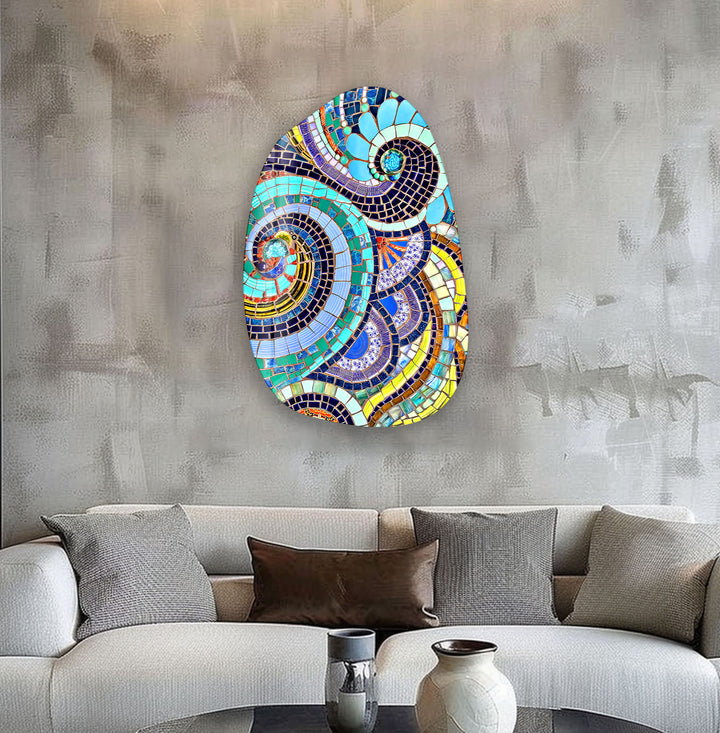 Passiflora Mosaics Asymmetrical Glass Wall Art, art glass wall art, glass wall art pictures
