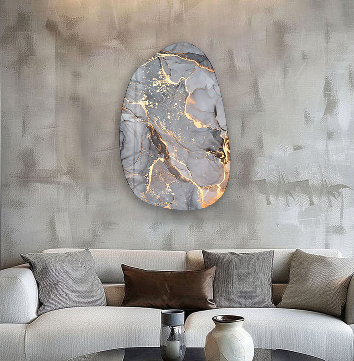 Grey Alcohol Ink Stains Irregular Glass Wall Art, art glass wall art, glass wall art pictures
