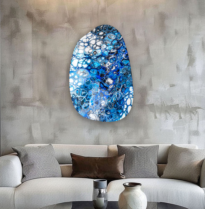 Blue Creative Abstract Aesthetic Glass Wall Art, glass photo prints, glass picture prints
