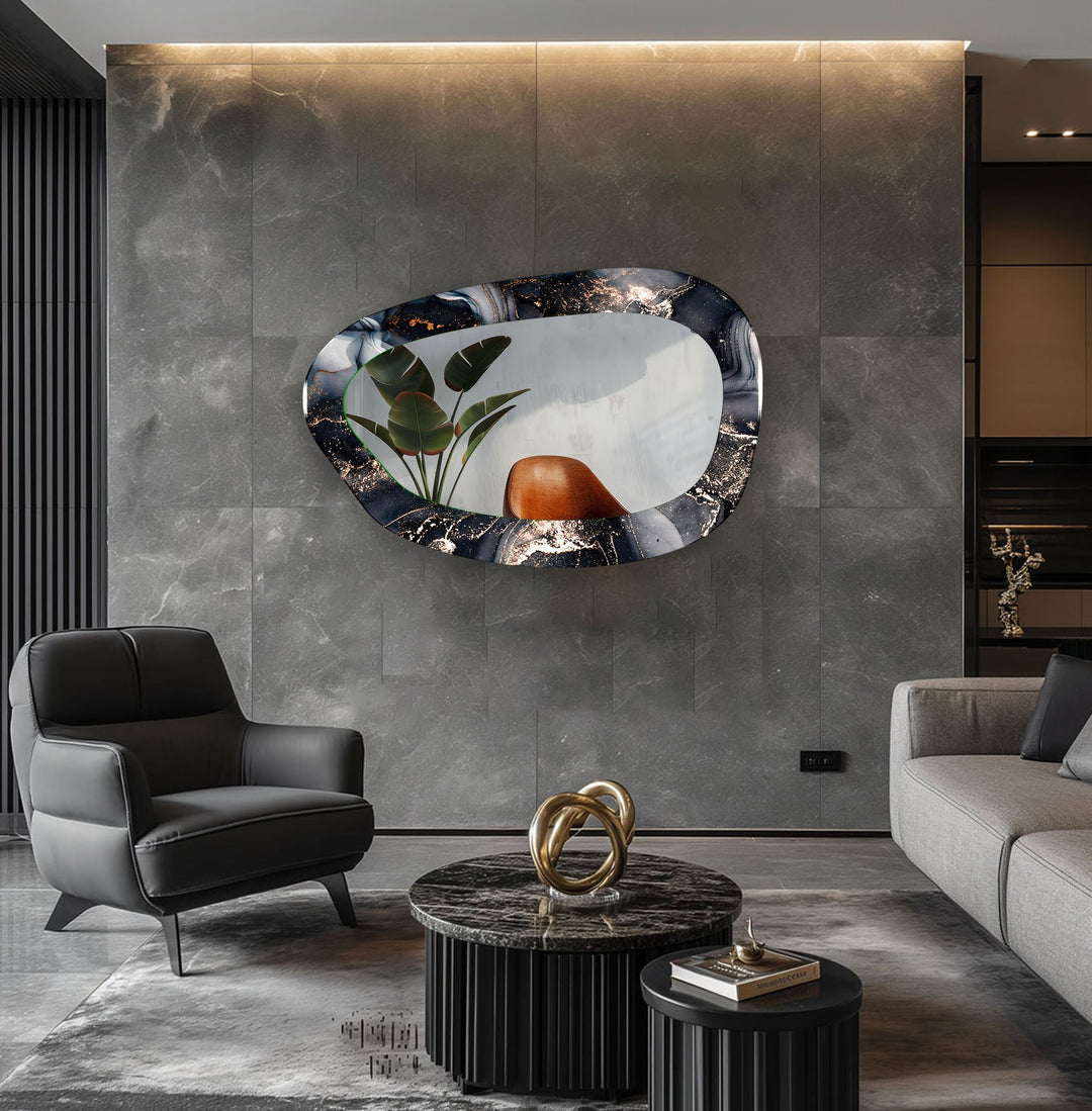 Gray Watercolor Elegant Glass Wall Mirror