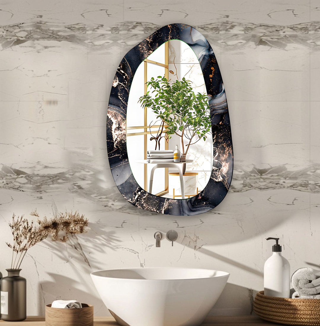 Gray Watercolor Elegant Glass Wall Mirror