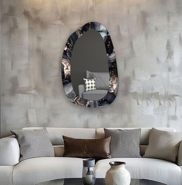 Gray Watercolor Elegant Glass Wall Mirror