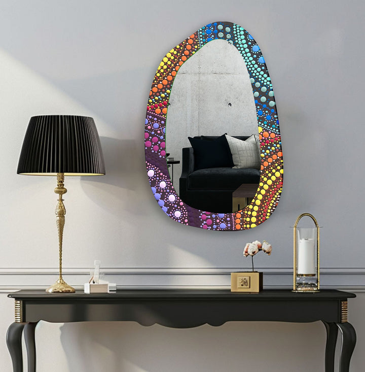 Mosaic Rainbow Color Print Glass Wall Mirror