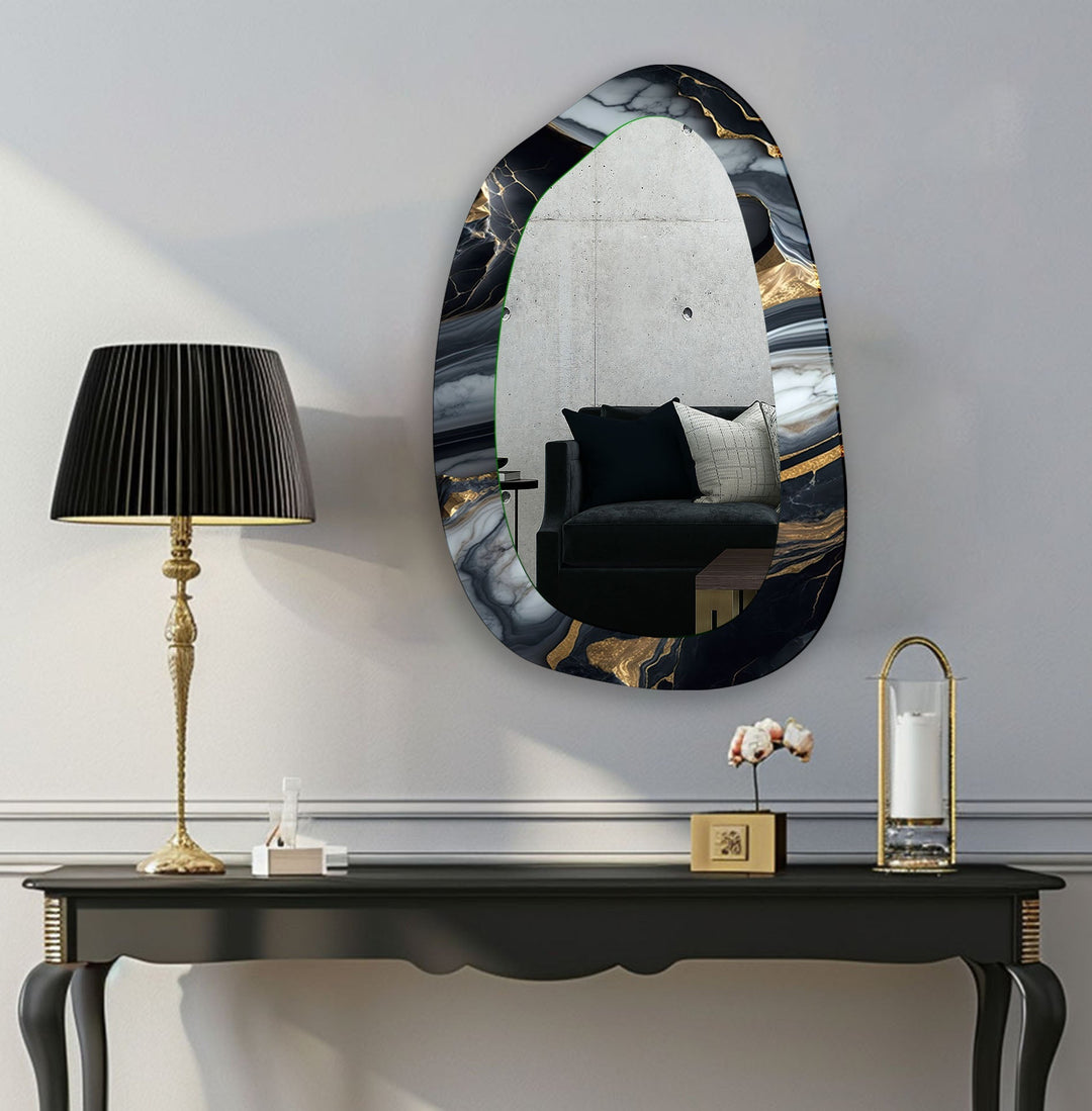 Gray & Gold Marble Enterway Wall Mirror