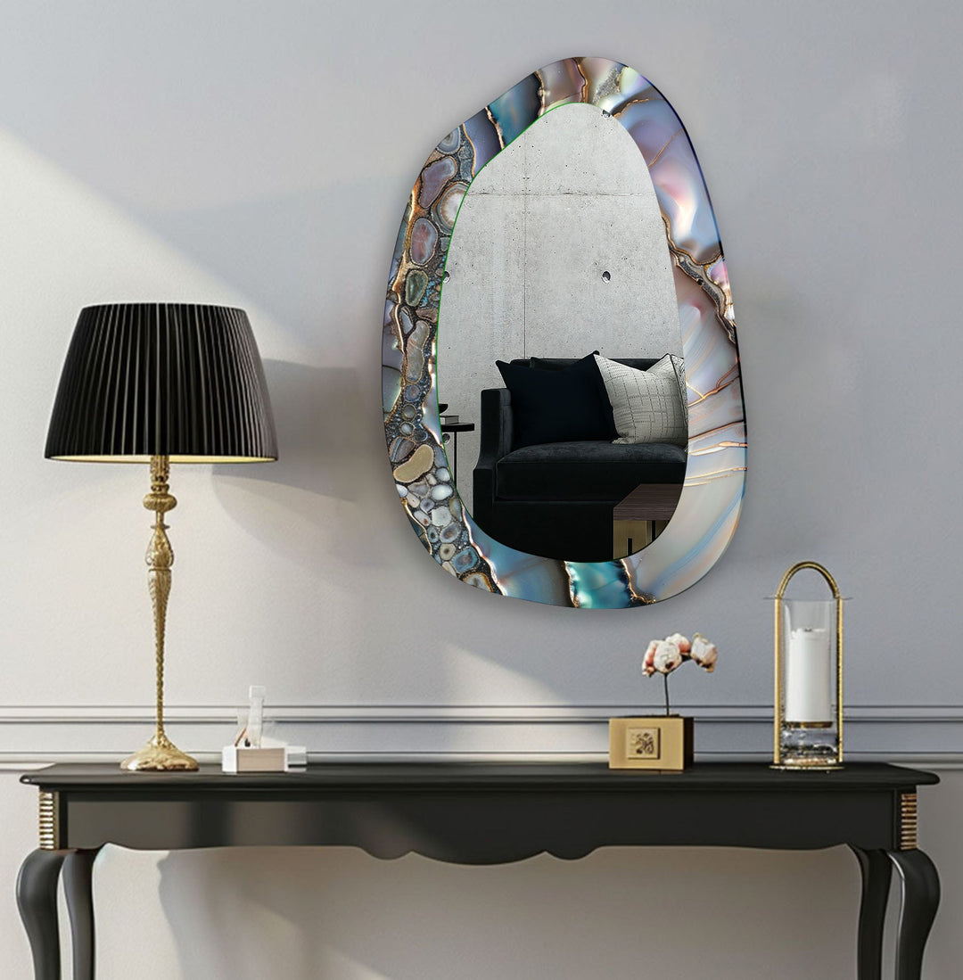 Mirrored wall art crafted with bold patterns for a modern and sophisticated touch
