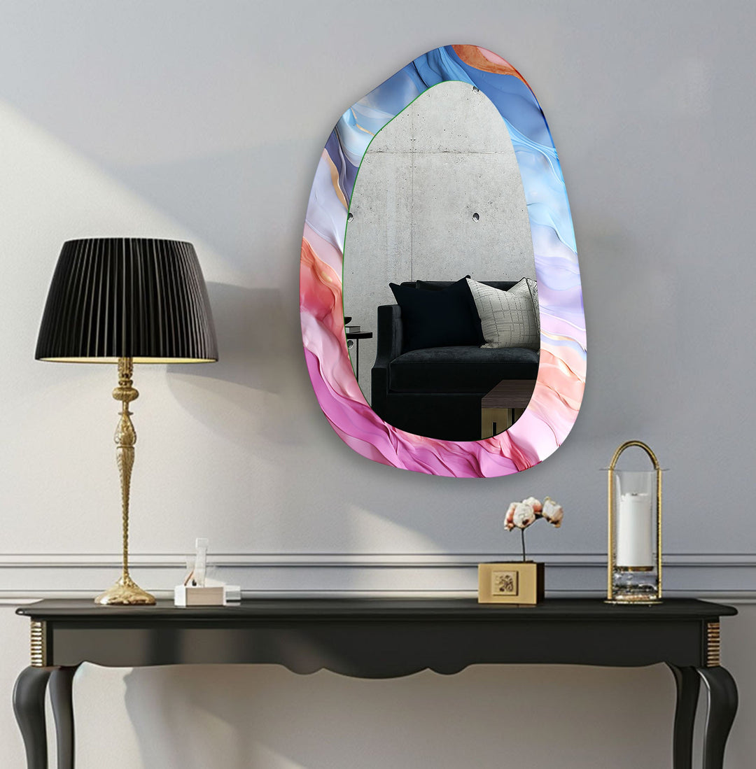 Pink Elegant Enterway Glass Wall Mirror