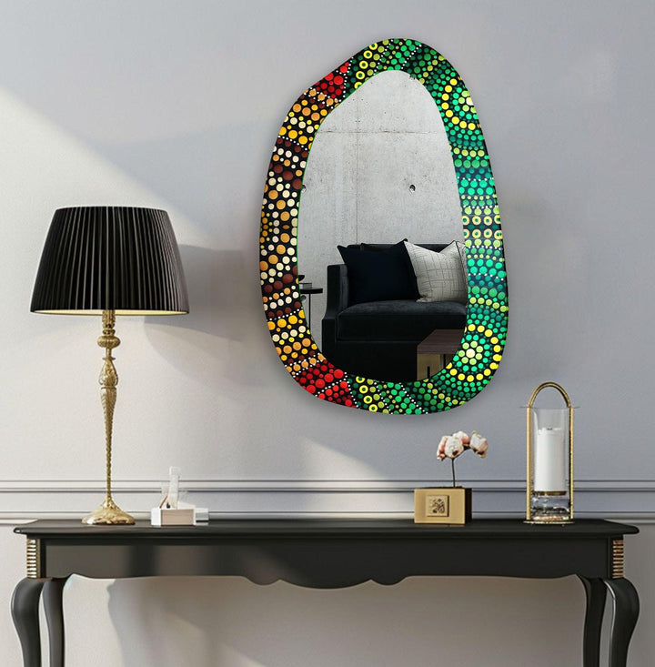 Modern Green Mosaic Asymmetrical Wall Mirror