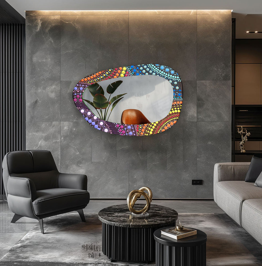 Mosaic Rainbow Color Print Glass Wall Mirror