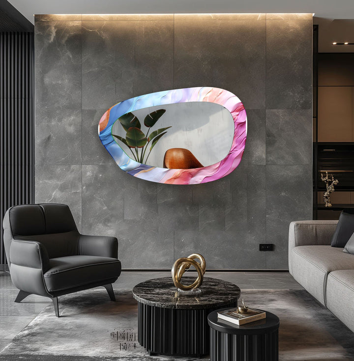 Pink Elegant Enterway Glass Wall Mirror