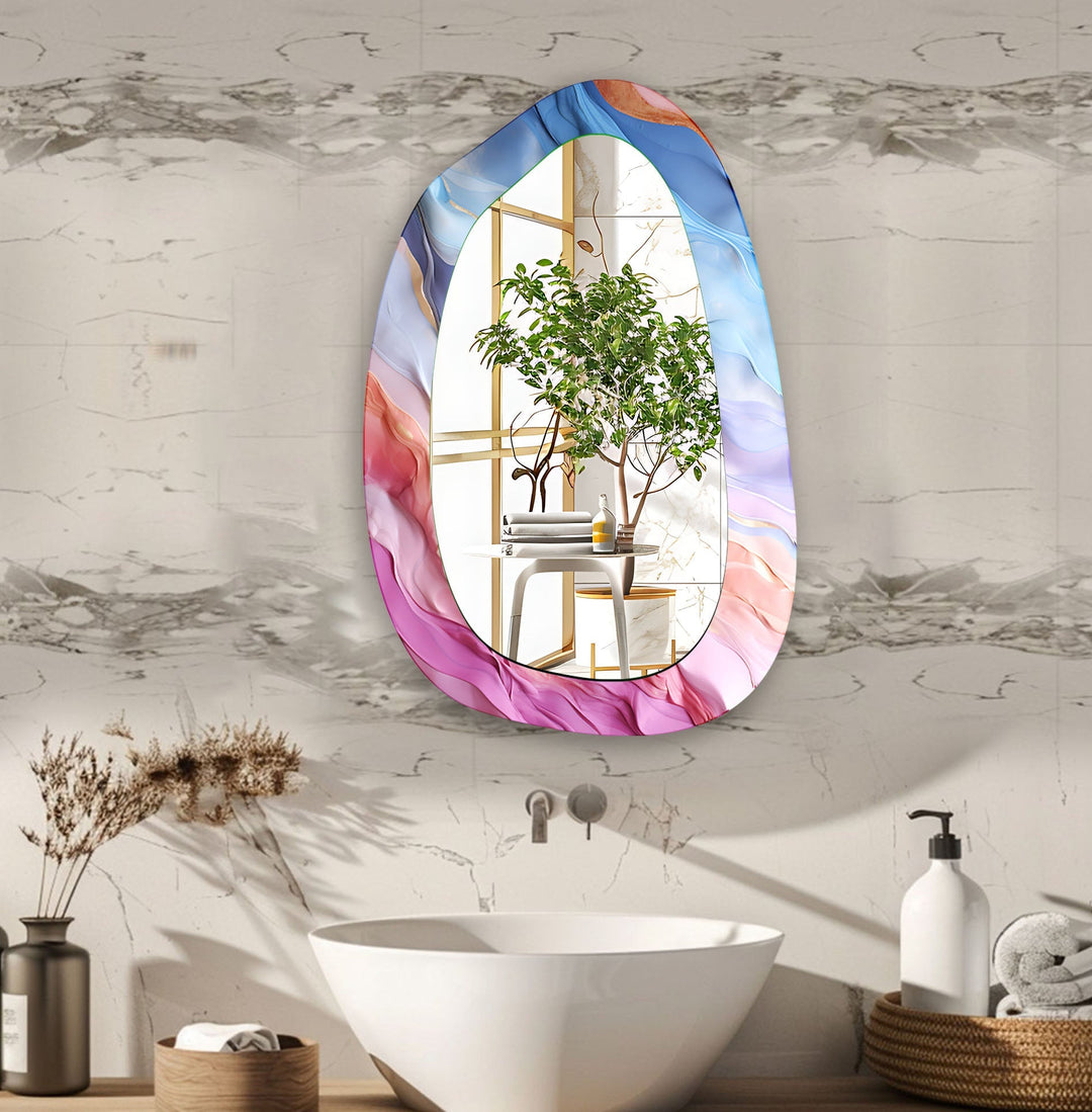 Pink Elegant Enterway Glass Wall Mirror