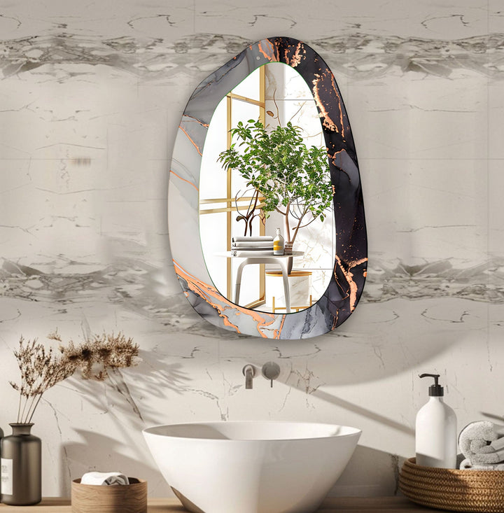 Gray Abstract Bathroom Wall Mirror