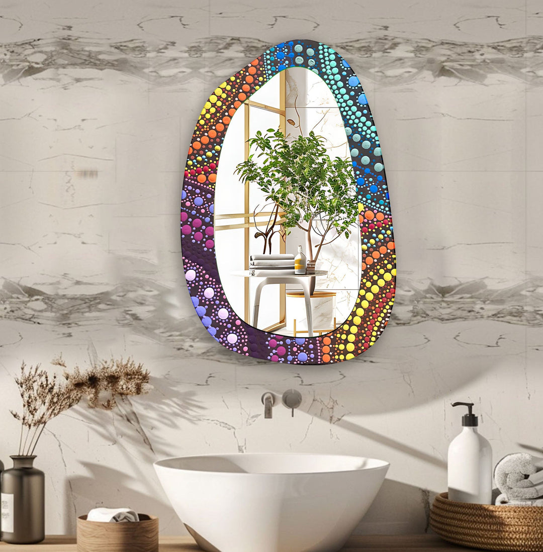 Mosaic Rainbow Color Print Glass Wall Mirror