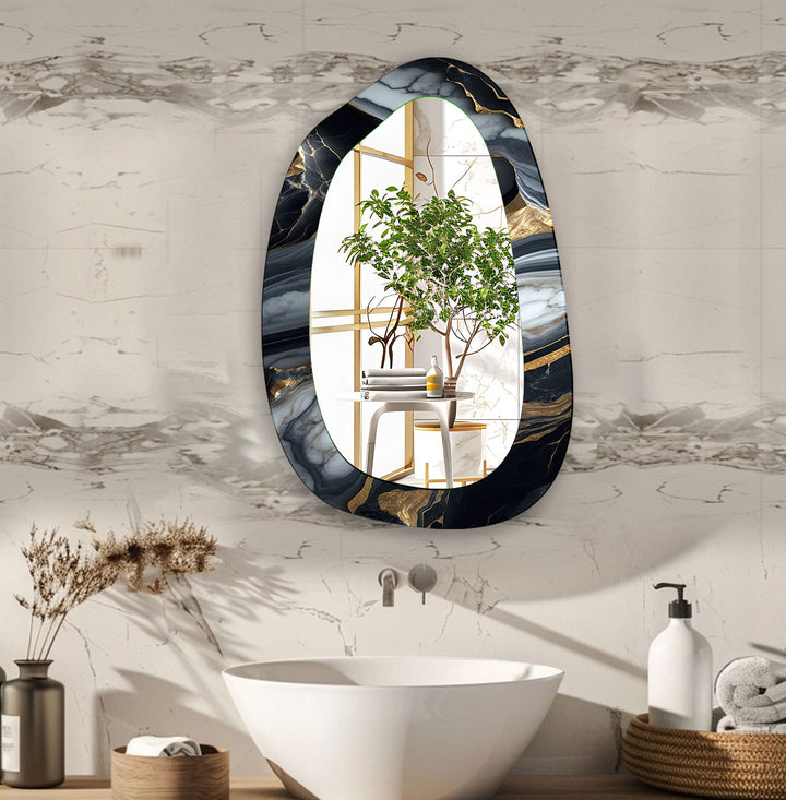 Gray & Gold Marble Enterway Wall Mirror