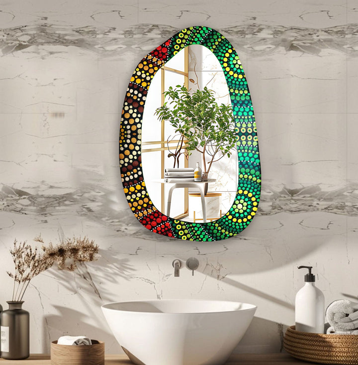 Modern Green Mosaic Asymmetrical Wall Mirror