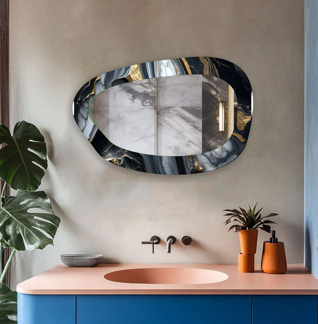 Gray & Gold Marble Enterway Wall Mirror