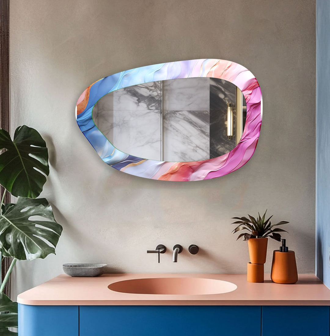 Pink Elegant Enterway Glass Wall Mirror