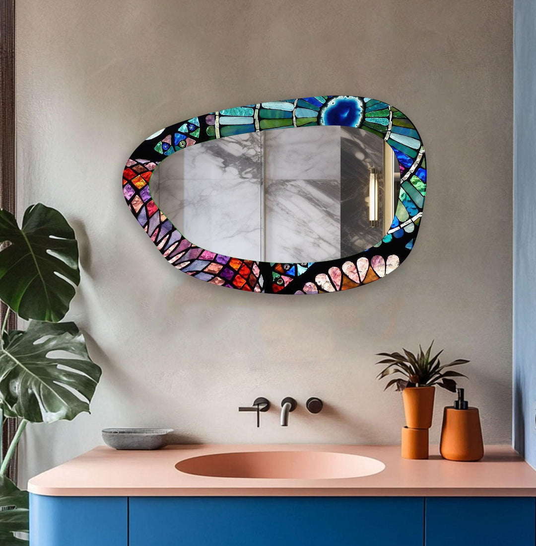 Mirror wall art inspired by abstract forms, perfect for adding a touch of artistic charm
