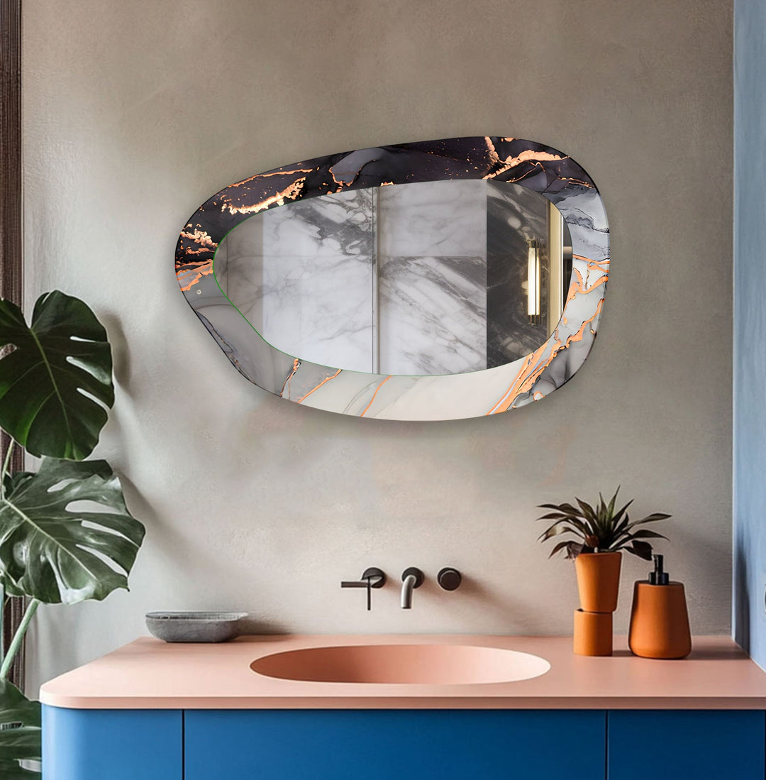 Gray Abstract Bathroom Wall Mirror