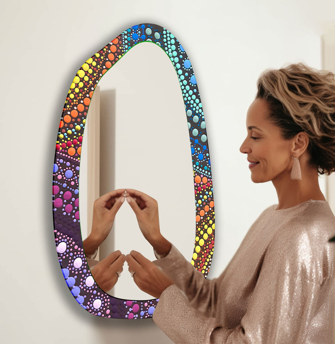 Mosaic Rainbow Color Print Glass Wall Mirror