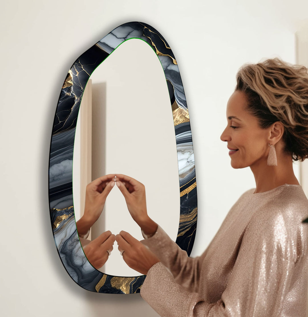 Gray & Gold Marble Enterway Wall Mirror