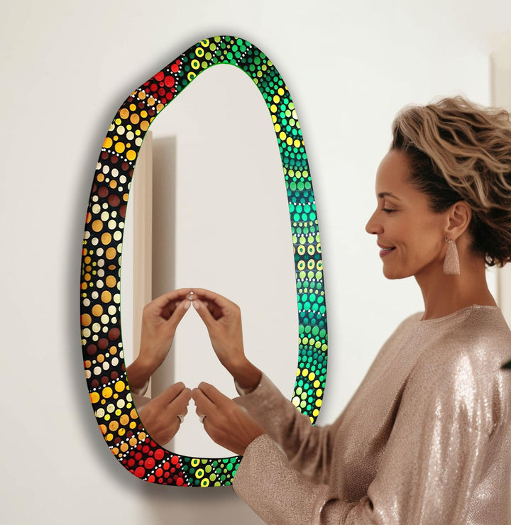 Modern Green Mosaic Asymmetrical Wall Mirror