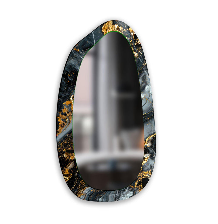 Gray & Gold Marble Bathroom Wall Mirror