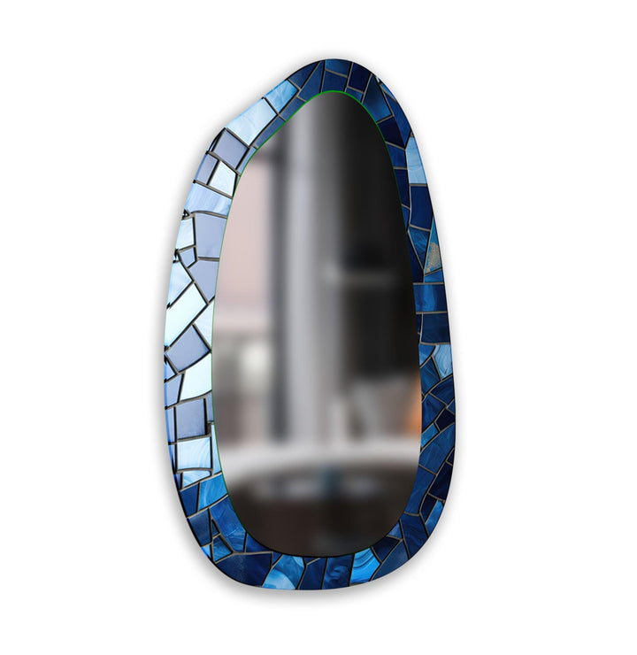 Modern Blue Mosaic Bathroom Wall Mirror