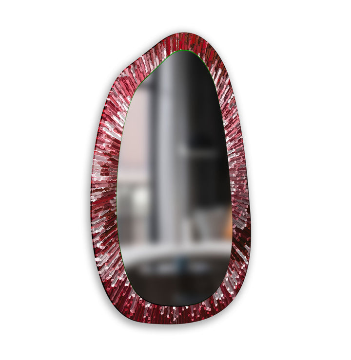 Red Abstract Enterway Glass Wall Mirror